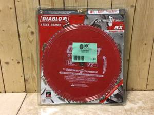 lot 23 image: Steel Demon 14 in. x 72-Tooth Cermet II Metals and Stainless Steel Circular Saw Blade by DIABLO Customer Returns See Pictures