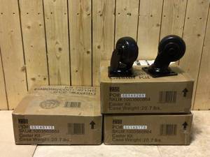 lot 83 image: 4 in. Caster Kit for Heavy Duty Welded Steel Garage Base Cabinets by Husky Customer Returns See Pictures