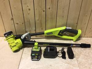 lot 87 image: RYOBI Reconditioned ONE 18V Cordless Battery String TrimmerEdger with 4.0 Ah Battery and Charger Customer Returns See Pictures