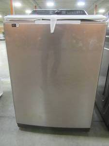 Samsung 5.1 cu. ft. Smart Top Load Washer with ActiveWave Agitator and Super Speed Wash in Champagne, WA51A5505AC (Scratch and Dent) - 1 Year Warranty