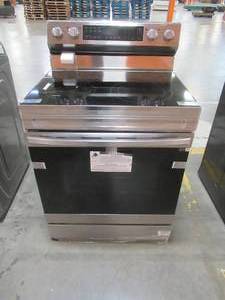 Samsung 6.3 cu. ft. Smart Wi-Fi Enabled Convection Electric Range with No Preheat AirFry in Stainless Steel, NE63A6511SS (Scratch and Dent) - 1 Year Warranty