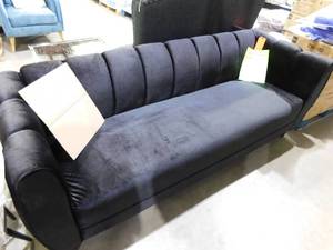 Noble House Hildred Velvet Sofa, Black, Dark Brown