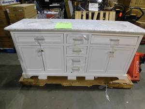 Home Decorators Collection Windlowe 73 in. W x 22 in. D x 35 in. H Bath Vanity in White with Carrara Marble Vanity Top in White with White Sink