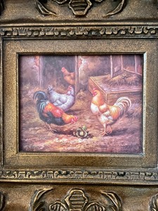 lot 71 image: Chicken Themed Print in an Ornate Gorgeous Frame