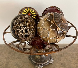 lot 67 image: Metal Bowl with Decorative Balls