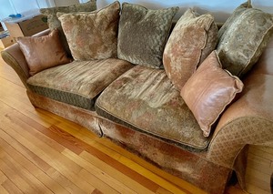lot 31 image: Comfortable Sofa with Leather Accents
