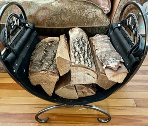 lot 34 image: Leather and Metal Firewood Holder