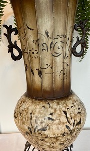 lot 80 image: Large Faux Plant in an Amazing Metal Planter
