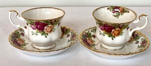 lot 196 image: Two Royal Albert Old Country Rose Teacups with Saucers
