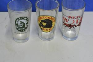 Glass wear- Red wolf, thoroughbred red and woodchuck draft cider