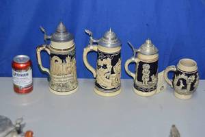 Lot of 4 Old German Beersteins