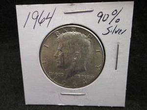 1964 Kennedy Half Dollar Coin 90% S...
