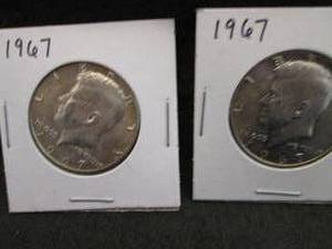 2- 1967 Kennedy Half Dollar Coins...