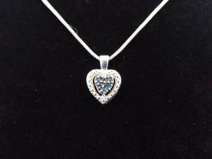 .925 Sterling Silver Sapphire Heart Pendant Necklace