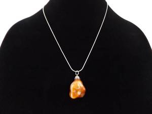 .925 Sterling Silver Carnelian Agate Pendant Necklace