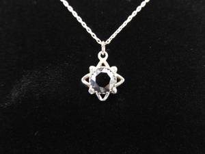 .925 Sterling Silver Faceted Hematite Pendant Necklace