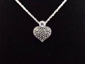 .925 Sterling Silver Crystal Heart Pendant Necklace