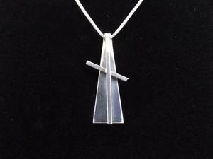 .925 Sterling Silver Styled Christian Cross Symbol Pendant Necklace