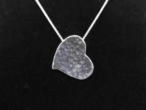 .925 Sterling Silver Hand Hammered Heart Pendant Necklace