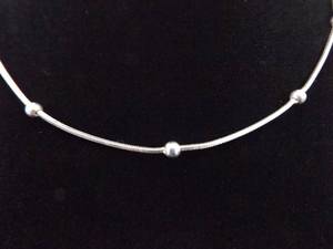 .925 Sterling Silver Ball Accented Square Snake Link Necklace