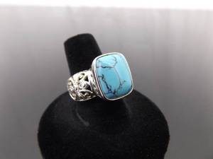 .925 Sterling Silver Howlite Ring Size 8