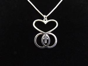 .925 Sterling Silver Married Christian Symbol Pendant Necklace