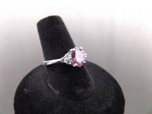 .925 Sterling Silver Amethyst Crystal Ring Size 8