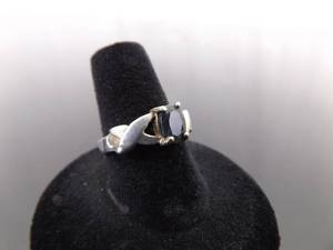 .925 Sterling Silver Faceted Hematite Ring Size 7.25