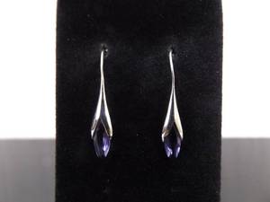 .925 Sterling Silver Amethyst Hook Earrings