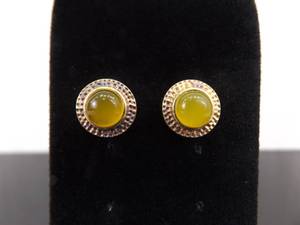 .925 Sterling Silver Vermeil Citrine Cabochon Post Earrings