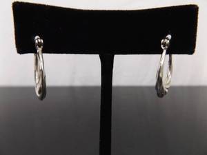 .925 Sterling Silver Swirled Hoop Hinged Hook Latch Earrings