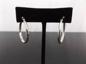 .925 Sterling Silver Hoop Hinged Hook Latch Earrings