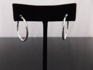 .925 Sterling Silver Hoop Hinged Hook Latch Earrings