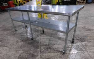 Stainless Rolling Table - 8 x 30 x 37(h)