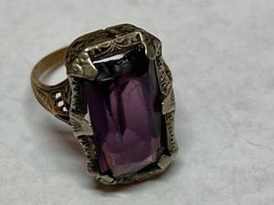 lot 210 image: Large Victorian Ring with Purple Stone
