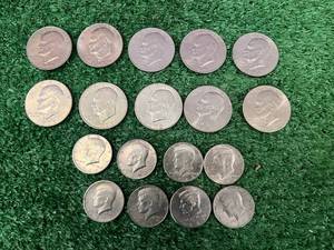 lot 240 image: 10 Ike Dollar Coins & 5 Kennedy Half Dollars
