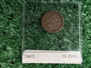lot 241 image: 1858 SL Flying Eagle Penny