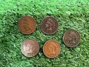 lot 242 image: 5 1900 Indian Head Pennies