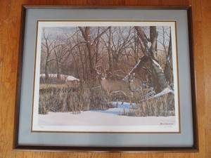 Framed Art Print. Deer Hunting Scene. By Bruce Miller