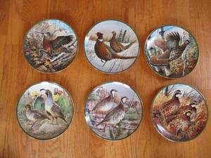 Lot of 6 North American Game Birds Collector Plates with certificates & box.