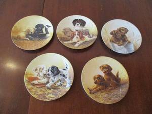 Lot of 5 Edwin Knowles Collectible Puppy Dog Plates.