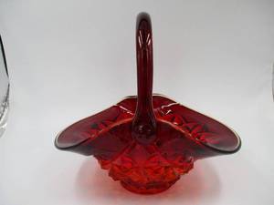Vintage Amberina Glass Basket
