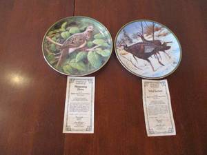 Lot of 2 1990 Northern American Game Bird Collector Plates with Certificates