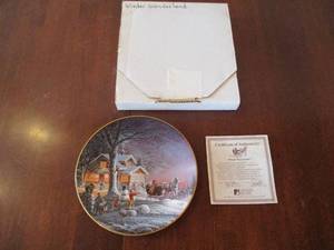 1993 Terry Redlin Collector Plate w certificate & box. Christmas. Winter.Snowman.