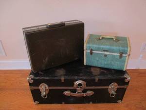 Lot of 3 2- Vintage Suitcases & 1-VintageTrunk