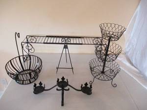 Lot of 5 Black metal Kitchen decorative storage items