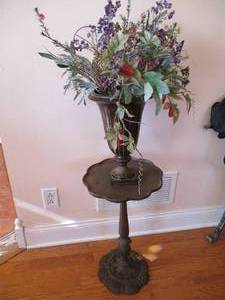 Beautiful Metal Plant StandEnd Table & Floral arrangement in vase