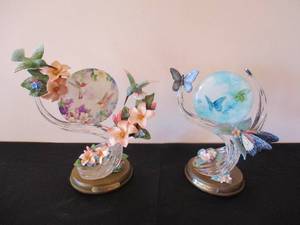 Lot of 2 Hummingbird figurines. Bradford Exchange.