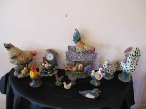 Lot of 11 ChickensRoosters. Farmhouse Style
