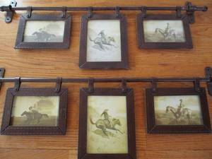 Lot of 2 Picture Iron Wall Hanger Frames. Western. Rustic. Cowboys. Home Decor